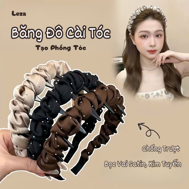 Bờm làm phồng tóc Hottrend Bọc Vải Satin Kiểu Pháp Cho Nữ Cao Cấp Thời Thượng Chất Liệu Cao Cấp Leza VN
