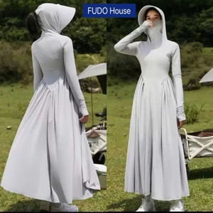 Áo Chống Nắng Toàn Thân Nữ 2 LỚP Dáng Dài chiết eo tôn dáng Có Mũ Rộng Vành Chống Tia UV Chất Thun Lạnh Mềm Mịn loại 1