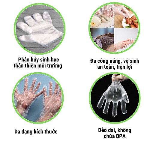SET 100 Bao tay, Găng tay nilon siêu dai dùng một lần cho bé đảm bảo vệ sinh an toàn thực phẩm