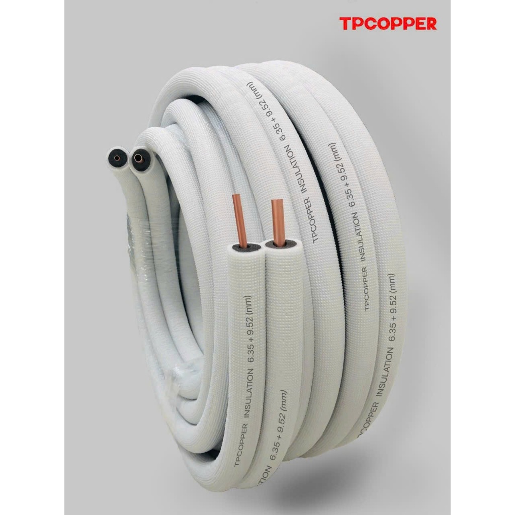Combo 1Mét Ống Đồng Điều Hoà gen đôi được luồn sẵn bảo ôn Fi 6/10 & 6/12 zem6( dày 0.61) Lắp Điều Hòa