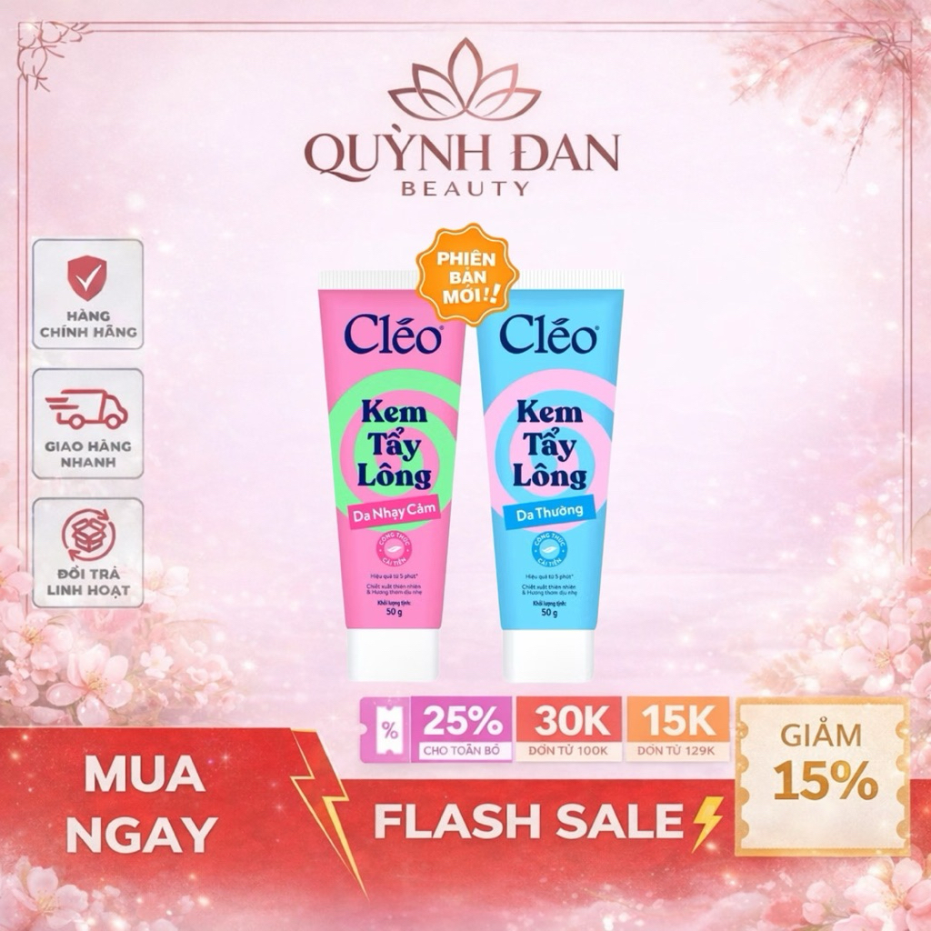 Kem Tẩy Lông Nách, Tẩy Lông Tay Chân Cleo,Tẩy Lông Sạch Sát, Không Kích Ứng 50g