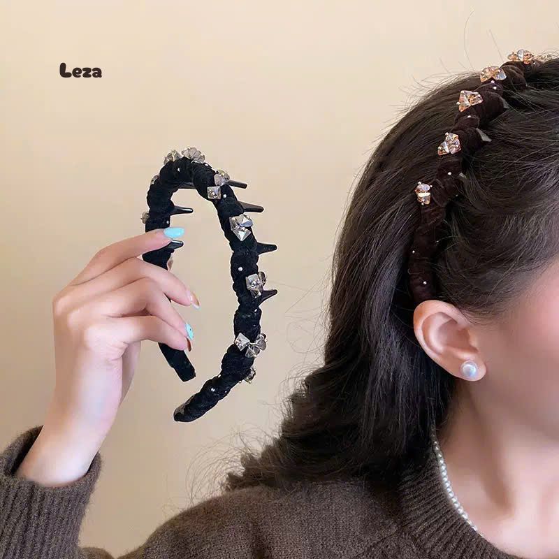 Băng Đô Làm Phồng Tóc Quấn Vải Nhung Cấp, Gắn Đá Pha Lê Loại Đẹp Chắc Chắn. Phụ Kiện Tóc Đẹp, Sang Trọng Phong Cách Pháp