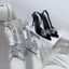 Giầy cao gót kim tuyến phối mica siêu bling trang trí nơ đá điếm nhấn sang trọng gót 7p-9p B05