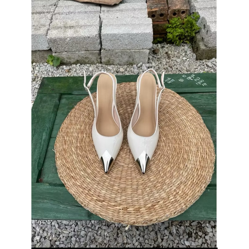 [ bigsize 35-41 ] Giầy cao gót bọc mũi mạ vàng mẫu siêu sang cho chị em gót nhọn 7p-9p B06