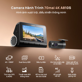 Camera hành trình 4K 70Mai A810S với cảm biến hình ảnh Sony STARVIS 2 IMX678, bắt rõ nét biển số xe