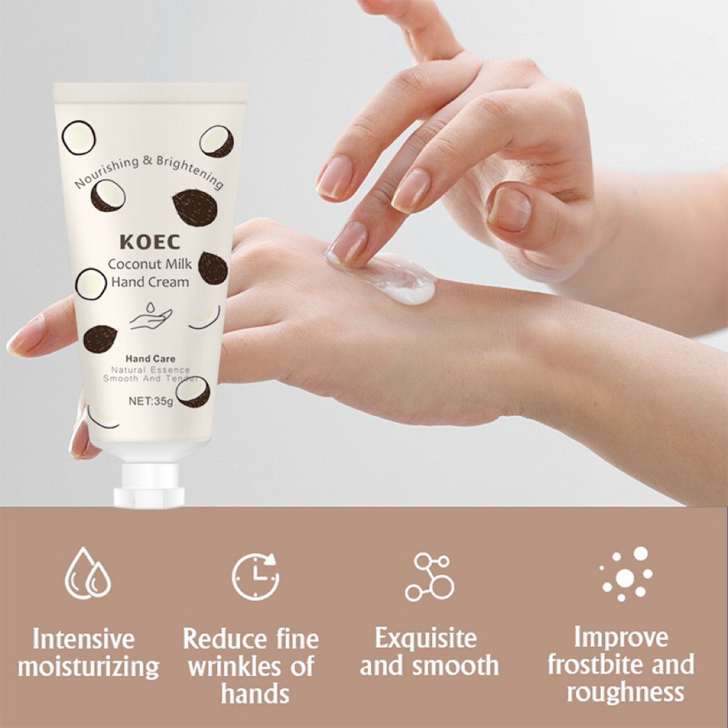 Kem Dưỡng Da Tay KOEC Coconut Milk Hand Cream 35g Hương Dừa Dưỡng Ẩm Da Tay Mềm Mịn
