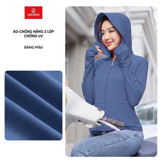 (Có sẵn) 6NHF03 Áo Chống Nắng Nữ 𝐂𝐀𝐑𝐃𝐈𝐍𝐀 2 Lớp Chất  Áo Chống Nắng Ice Text - Mát Lạnh Chống Tia UV 6NHF03