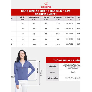 (Có sẵn)4NMF01 Áo chống nắng nữ CARDINA 1 lớp chất liệu thun lạnh AIR COOL chống tia UV không kích ứng da 4NMF01