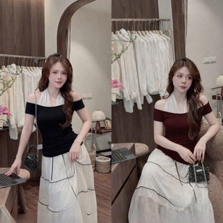 [A0.323] Áo Zip Xoắn Cổ Tay Cộc 2 Màu Dáng Ôm Dễ Mặc