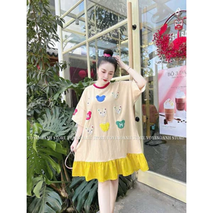 Váy babydoll, Đầm Bầu Babydoll Chất Vải Thun Mát Mặc Cho Mùa Hè