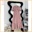 Đầm bầu, Váy bầu babydoll kẻ caro cổ V thiết kế đi dự tiệc công sở dáng dài suông siêu xinh