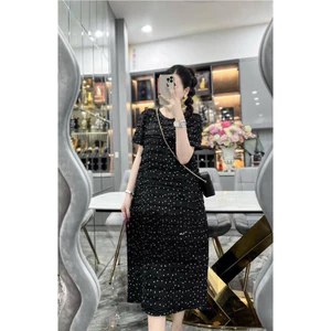 Đầm Bầu Xinh Dự Tiệc Chất Vải Thun Cao Cấp Họa Tiết Chấm Bi Xinh Xắn Hàng Chuẩn Form Dáng