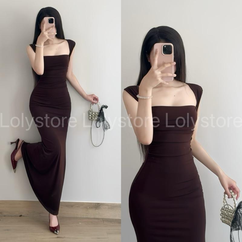 Đầm body nữ cổ vuông xếp ly chất thun mềm sang trọng thanh lịch XV621
