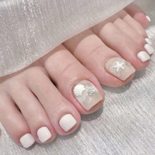 (Hoả tốc ) nailbox chân đi biển móng chân giả thiết kế sao biển vỏ sò siêu trắng da