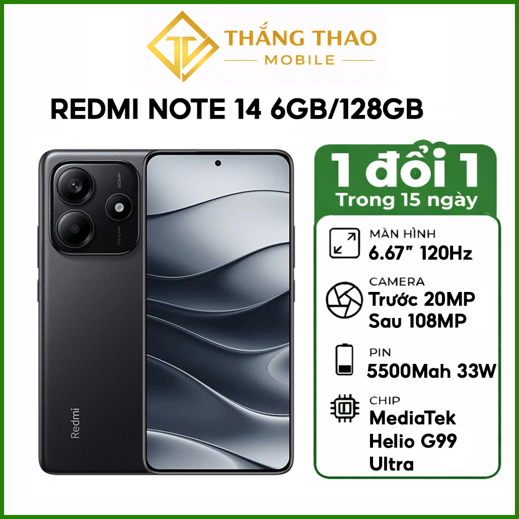 Điện thoại Redmi Note 14 – Camera 108MP – Pin 5500mAh - Hàng quốc tế nhập nhật | BigBuy360 - bigbuy360.vn