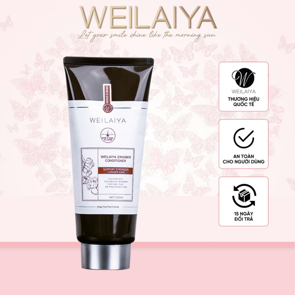 Dầu xả tóc thảo dược Weilaiya gừng giúp tóc chắc khoẻ, ngăn ngừa cảm giác ngứa cho da thường da khô chai 200ml
