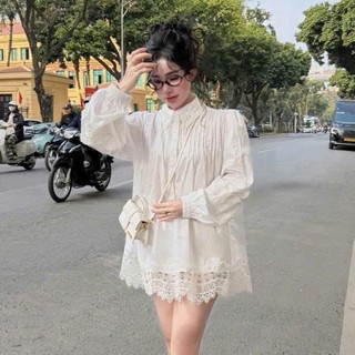 Áo Sơ Mi Nữ Dài Tay Cổ Ren Tiểu Thư Thanh Lịch Phong Cách Hàn Quốc Dễ Thương 247store SM1622
