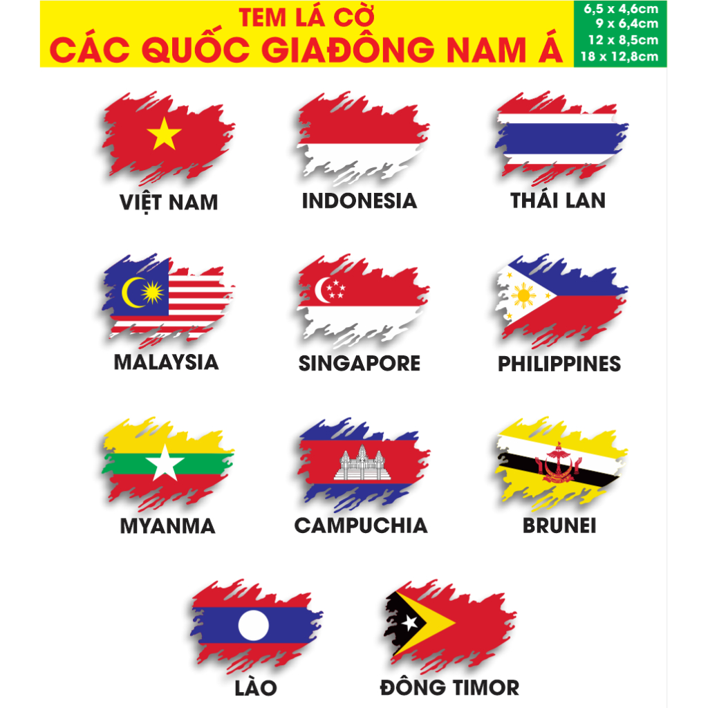 1 TEM LÁ CỜ ĐÔNG NAM Á. Các quốc gia Việt INDO THÁI MALAI SINGAPOR PHILIP MYANMA LÀO BRUNEI CAMPU ĐÔNGTIMOR. TEM LỘT