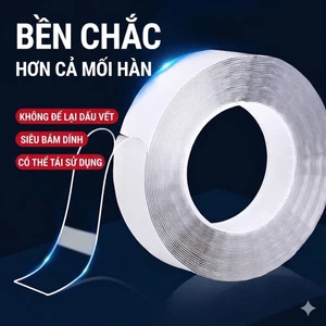 Cuộn băng keo nano 2 mặt trong suốt siêu dính rộng 3cm dài 2/3/5M