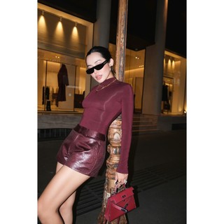 GIANG DONNA - LEONIE TOP + MAREN SHORT áo chất thun mix quần chất da dáng ngắn basic sang trọng