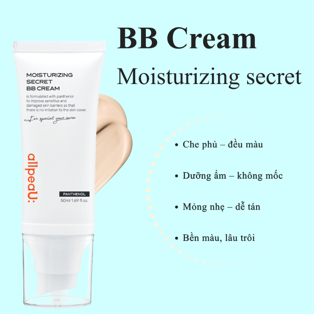 BB Cream allpeaU Hàn Quốc 50ml | Che Phủ Tự Nhiên, Mỏng Nhẹ Không Bí Da, Lâu Trôi Cả Ngày, Dưỡng Ẩm