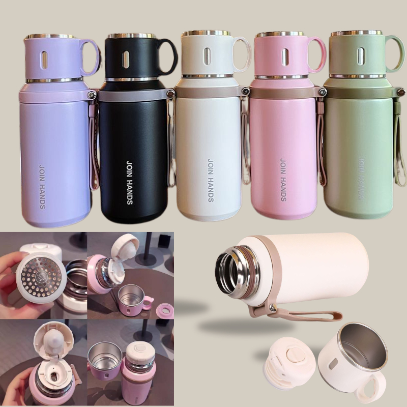 Bình Giữ Nhiệt JOIN HANDS 800ml Inox 316 Bình Nước Giữ Nhiệt Nóng Lạnh, Nắp Làm Cốc, Có Lọc Trà