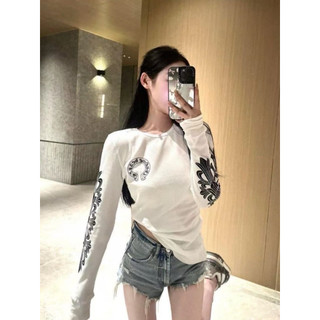 Hàng có sẵn Áo thun tăm tay dài nữ phong cách Hàn Quốc họa tiết tay cá tính form đẹp dáng ôm
