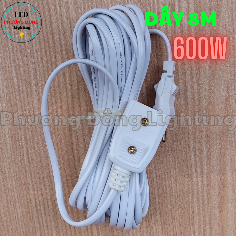 Phích Âm Liền Dây 600W – Phích Nối Liền Dây Dài 3m, 5m, 8m,10m, Dây Nguồn Đèn LED, Quạt, Thiết Bị Điện Gia Dụng Tiện Lợi