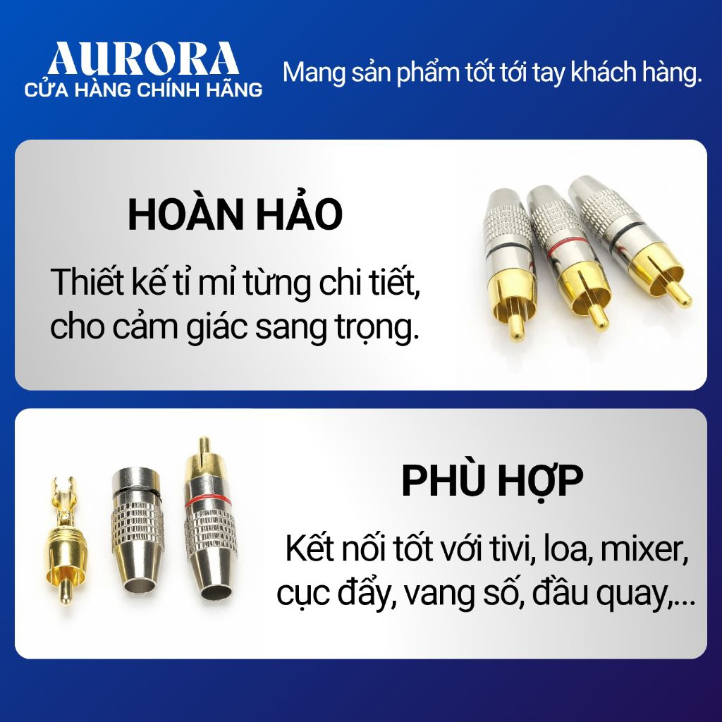 Giắc AV hoa sen mạ vàng RCA - Jack bắt vít dây hoa sen - Jack đánh dấu màu đỏ đen