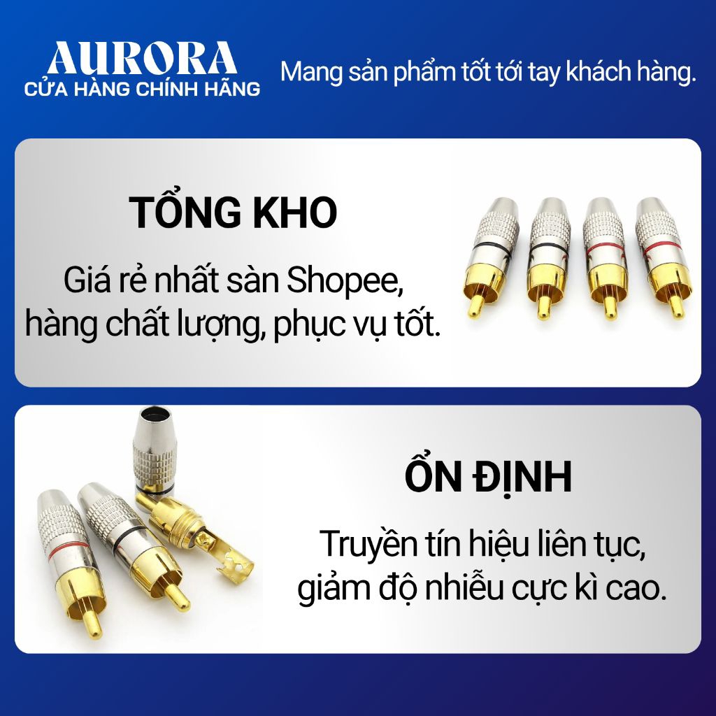 Giắc AV hoa sen mạ vàng RCA - Jack bắt vít dây hoa sen - Jack đánh dấu màu đỏ đen