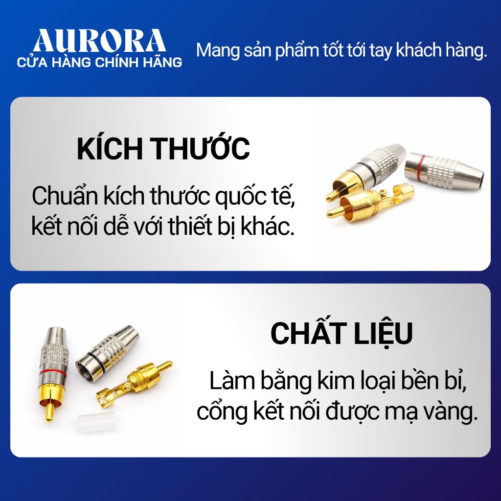 Giắc AV hoa sen mạ vàng RCA - Jack bắt vít dây hoa sen - Jack đánh dấu màu đỏ đen