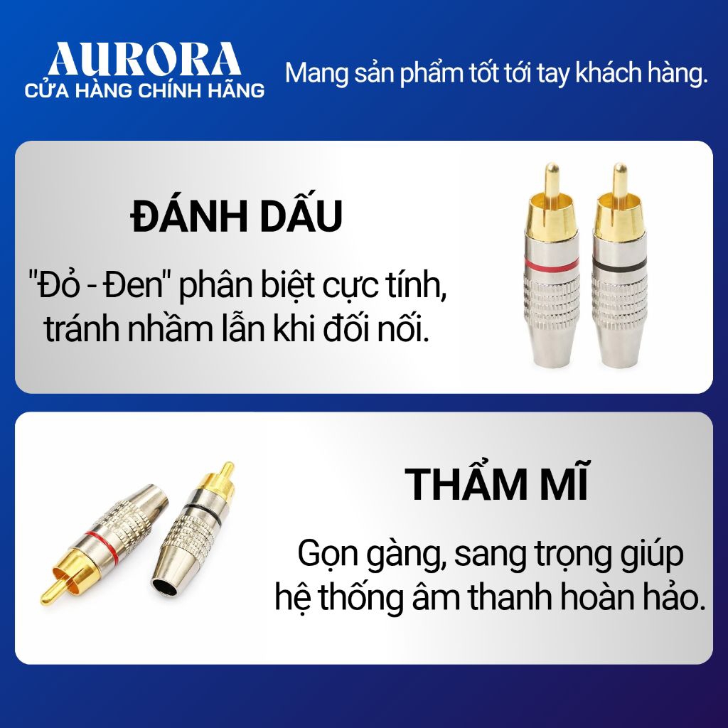 Giắc AV hoa sen mạ vàng RCA - Jack bắt vít dây hoa sen - Jack đánh dấu màu đỏ đen