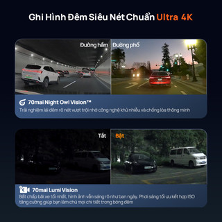 Camera hành trình 70mai 4K M800 với bộ nhớ eMMC tích hợp, cảm biến Sony STARVIS 2, thiết kế nhỏ gọn