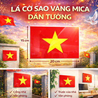 Lá Cờ Mica Dán Tường 15x20cm - Bảng Cờ Trang Trí Cổng Nhà, Văn Phòng Chất Liệu Mica Dán Cửa Số Nhà