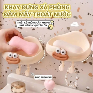 Hộp xà phòng gắn tường đính charm hình mắt to miệng xúc xích siêu kute 13.5x7.5cm
