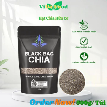 Hạt chia Úc Black Bag Chia Whole Dark Chia Seeds 500g Phục Hồi Da Đốt Cháy Chất Béo SP1257