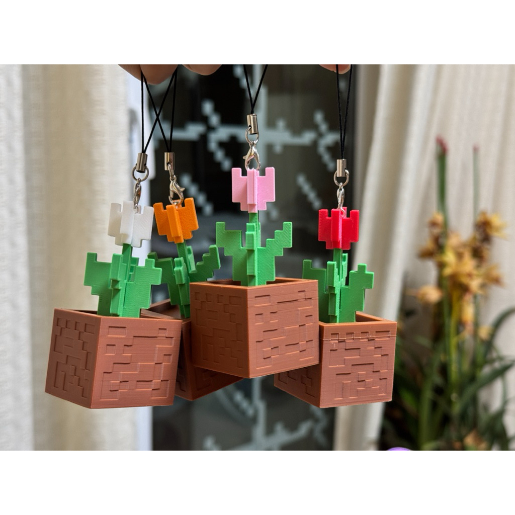 Móc khoá hình Hoa Minecraft - Minecraft flowers - đồ chơi minecraft - đồ chơi