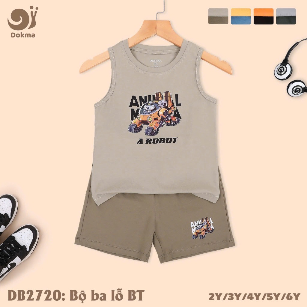 (11-22kg, 2-6Y) Bộ Ba Lỗ, Sát Nách Bé Trai Dokma DB2720 DB3010