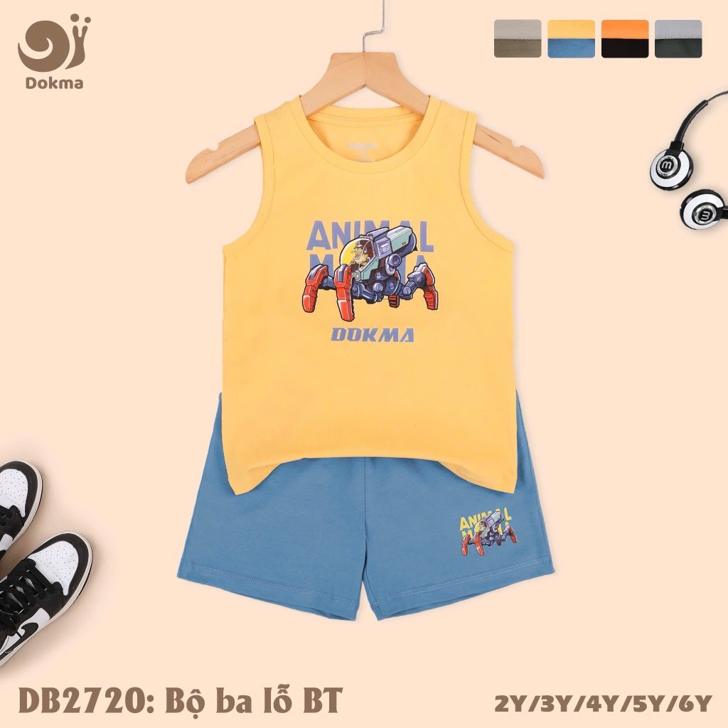 (11-22kg, 2-6Y) Bộ Ba Lỗ, Sát Nách Bé Trai Dokma DB2720 DB3010