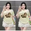 Áo Phông Ngắn Tay Mặc Hè In Lừa Vàng Giả Thêu Nữ Tính Phong Cách Hàn Quốc Siêu Dễ Thương