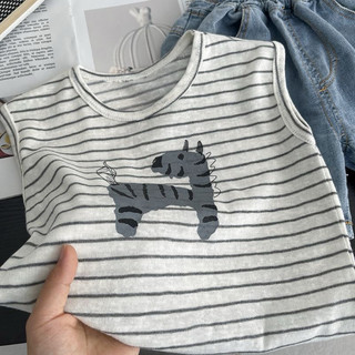 Set bộ áo sát nách kẻ ngang + quần jeans cho bé trai