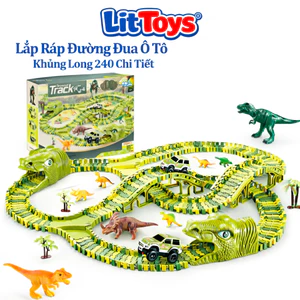 Bộ Lắp Ráp Đường Đua Ô Tô Khủng Long 240 Chi Tiết ToysLit Cỡ Lớn Cho Bé Vui Chơi
