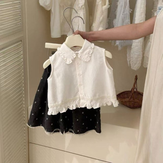 Set áo bèo quần bi dáng sớ cho bé gái