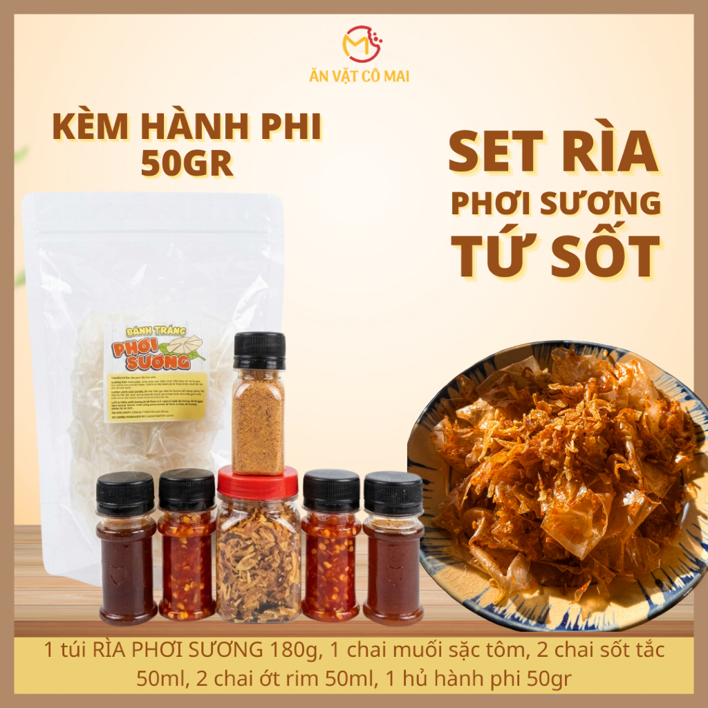 Set Bánh Tráng RÌA PHƠI SƯƠNG TỨ SỐT Muối Sặc Tôm Cô Mai, Đồ Ăn Vặt
