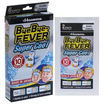[CHÍNH HÃNG] Miếng dán hạ sốt BYE BYE - FEVER - giúp làm mát lạnh nhanh, giúp hạ sốt, kéo dài 10 giờ (Hộp 6 miếng)