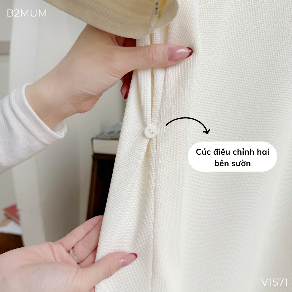 Váy Bầu Suông Phối Cổ Polo Viền Sọc Thanh Lịch, Chất Tổ Ong Mềm, Co Giãn, Mặc Đi Làm Dạo Phố Orin Dress V1571 By B2MUM