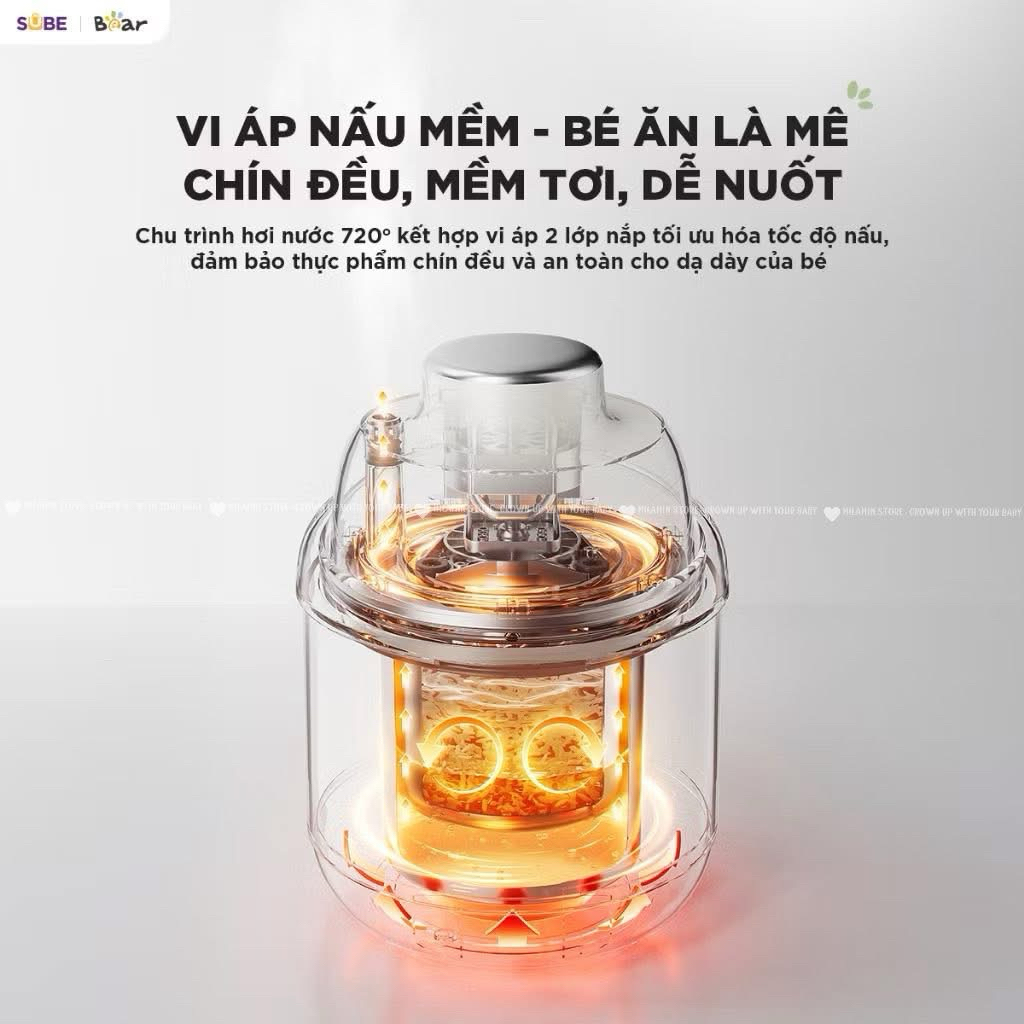 Máy Xay Nấu Thức Ăn Bear BFM - 045KN Dung Tích 0.35L Lưỡi Dao 3 Tầng 6 Lưỡi Xay Nhuyễn Ăn Dặm Cho Bé 🌿