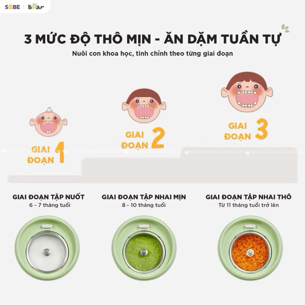 Máy Xay Nấu Thức Ăn Bear BFM - 045KN Dung Tích 0.35L Lưỡi Dao 3 Tầng 6 Lưỡi Xay Nhuyễn Ăn Dặm Cho Bé 🌿