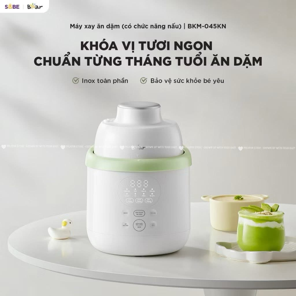 Máy Xay Nấu Thức Ăn Bear BFM - 045KN Dung Tích 0.35L Lưỡi Dao 3 Tầng 6 Lưỡi Xay Nhuyễn Ăn Dặm Cho Bé 🌿