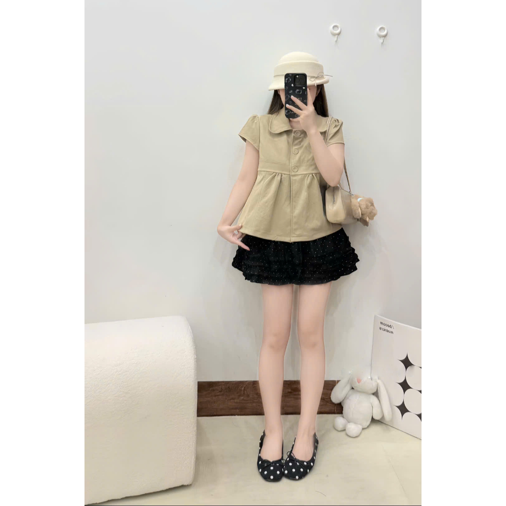 Áo babydoll 3 màu cổ sen dáng ngắn, áo kiểu trẻ trung năng động Lala A110